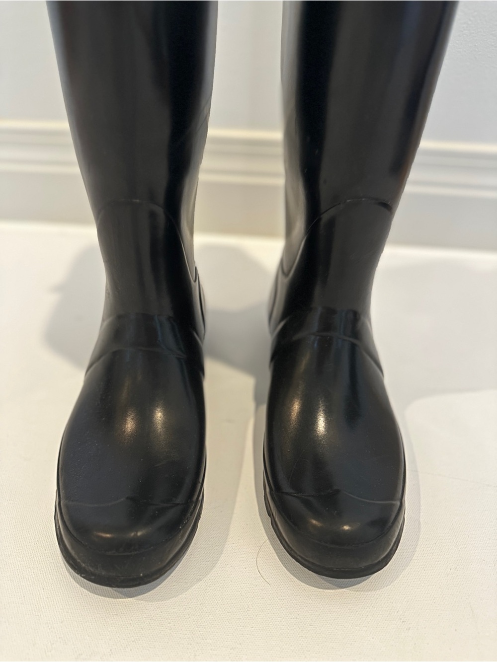 Original Hunter Glossy Black Knee-High Tall Waterproof Rain Boots size 8 - Picture 2 of 11